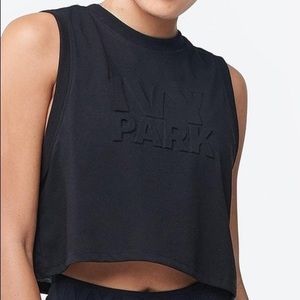 IVY PARK black embossed logo cropped tank top
